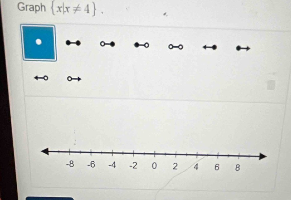 Graph  x|x!= 4. 
o 
0 -0
o