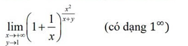 limlimits _xto +∈fty (1+ 1/x )^ x^2/x+y  (có dạng 1^(∈fty))