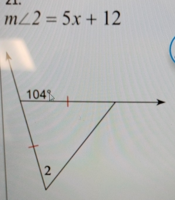 m∠ 2=5x+12