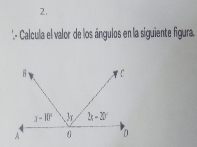 '- Calcula el valor de los ángulos en la siguiente figura.