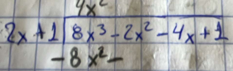  4x^2/2x+1sqrt(8x^3-2x^2-4x+1) 