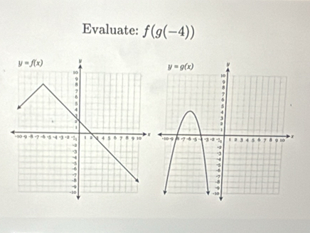 Evaluate: f(g(-4))