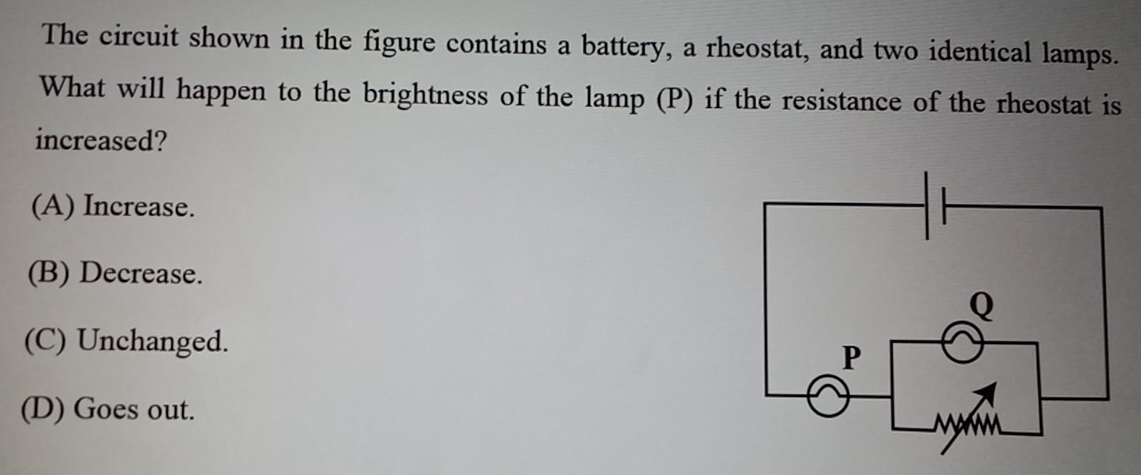 Solved: The circuit shown in the figure contains a battery, a rheostat ...