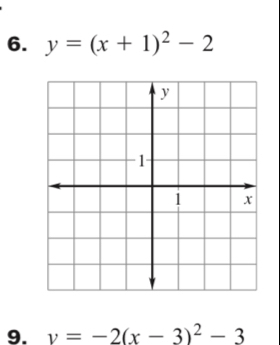 y=(x+1)^2-2
9. v=-2(x-3)^2-3