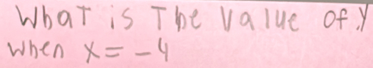 What is The value of y
When x=-4