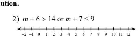 ution. 
2) m+6>14 or m+7≤ 9