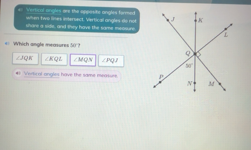 Gelöst:Vertical angles are the opposite angles formed when two lines ...