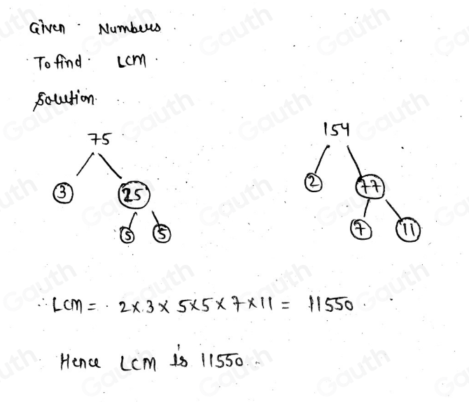 Solved: Draw the prime factor trees for 75 and 154. Use the prime ...