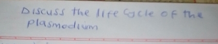 Discuss the life Cocle of the 
plasmodlum