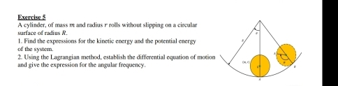Solved: A cylinder, of mass m and radius r rolls without slipping on a ...