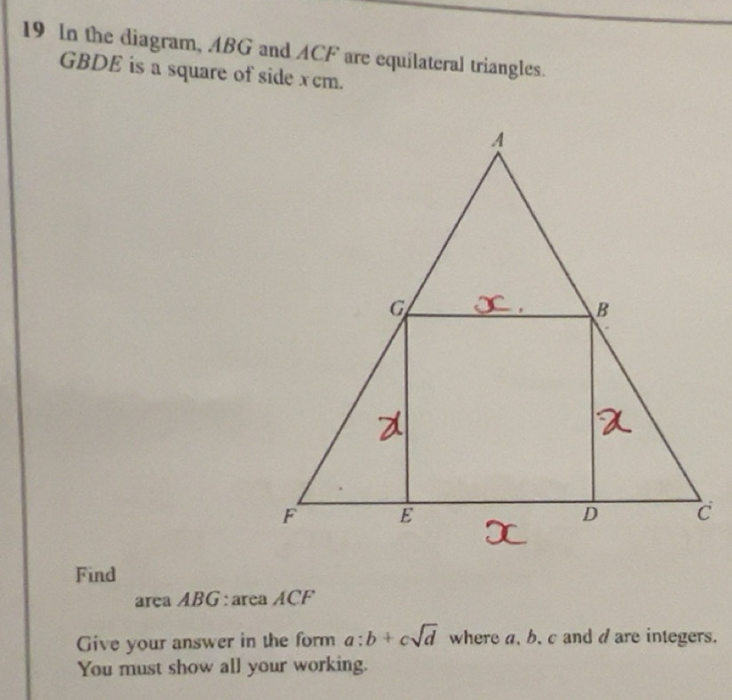 Solved: In the diagram, ABG and ACF are equilateral triangles. GBDE is ...