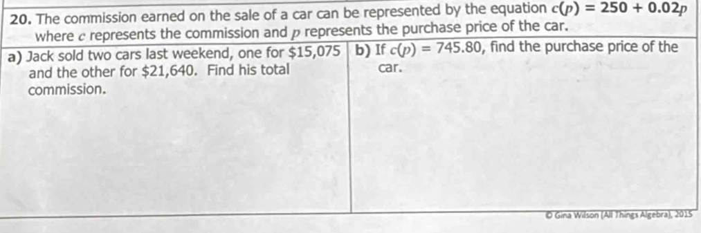 sented by the equation c(p)=250+0.02p
a
5