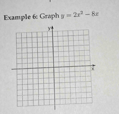 Example 6: Graph y=2x^2-8x