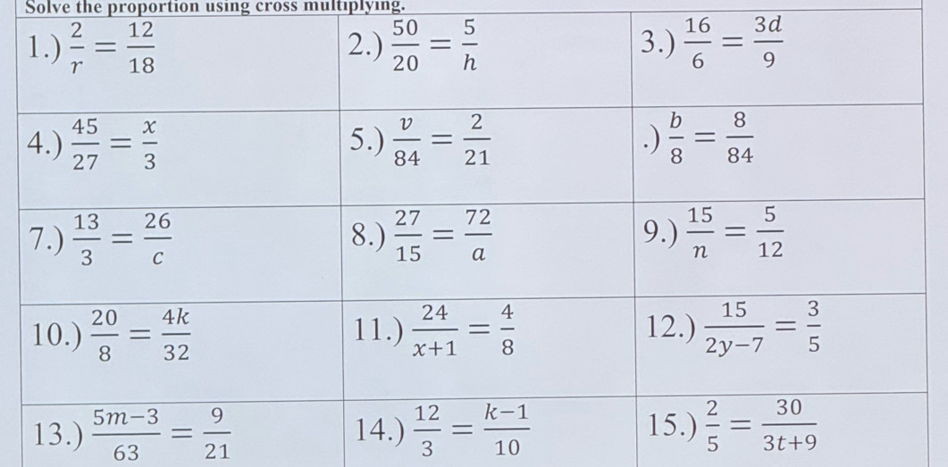 Solve the proportion using cross multiplying.