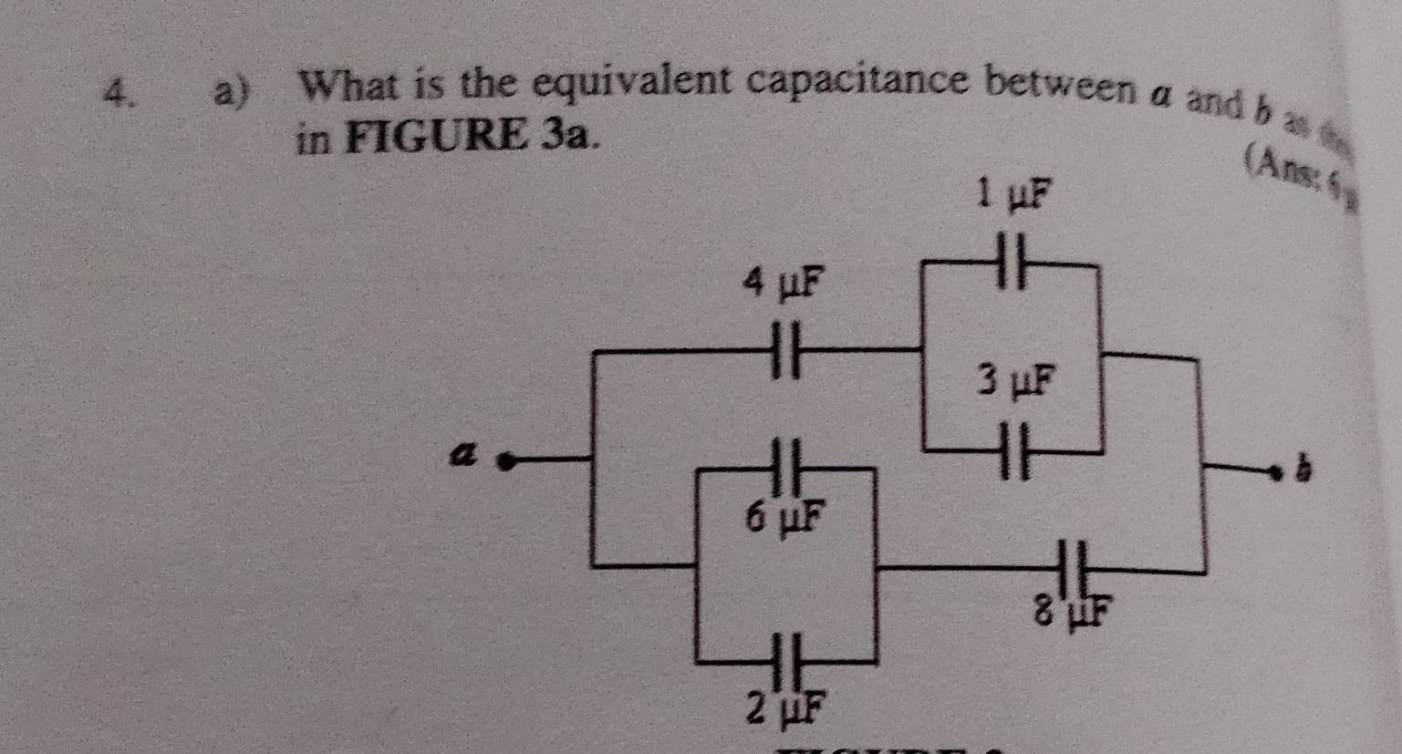 What is the equivalent capacitance between a andh a