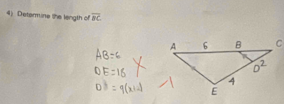 Deterine the length of overline BC.