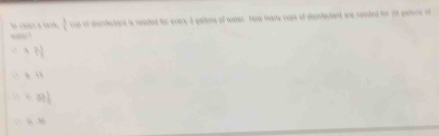 ware." uh of dsnfectant is needed for every a gaitons of waten. How mane cupa of disinfectant are needed for 20 gators of
cao a sa  3/4 
A? 1/5 
8.11
+81
[6,30