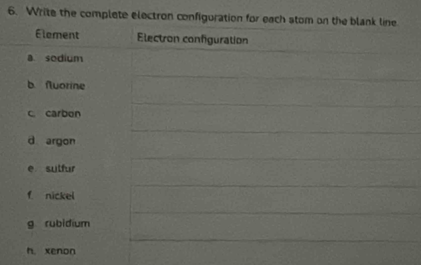 Write the complete electron conf