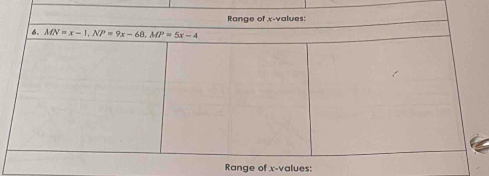 Range of x-values: