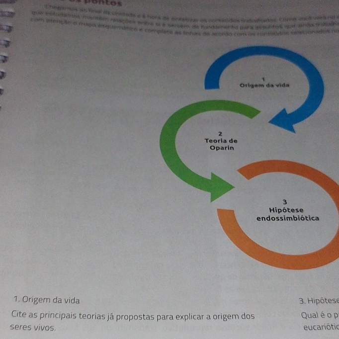 Cagoa dn fara d npae e ehara de cmnatas d comedon pradstoaons Come tat cnrte na 
que reonaen mombo rlações artal as a peraeen de hundasmen to para asurdos qot alr io tabueh 
com aterção o tupa iquemttco e coripiaes as tenas de acprdo com dy contuddos elec onados de 
1. Origem da vida 3. Hipótese 
Cite as principais teorias já propostas para explicar a origem dos Qualé o p 
seres vivos. eucariótio