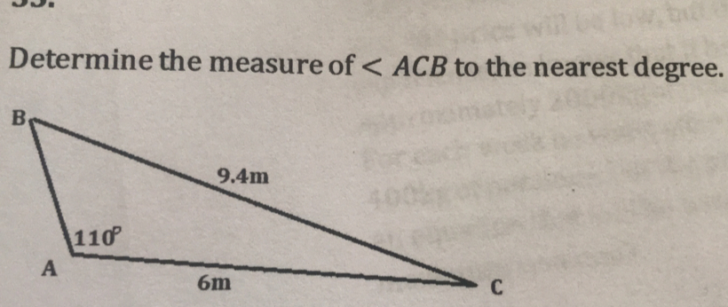 Determine the measure of ∠ ACB to the nearest degree.