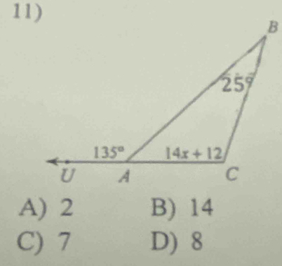 A) 2 B) 14
C) 7 D) 8