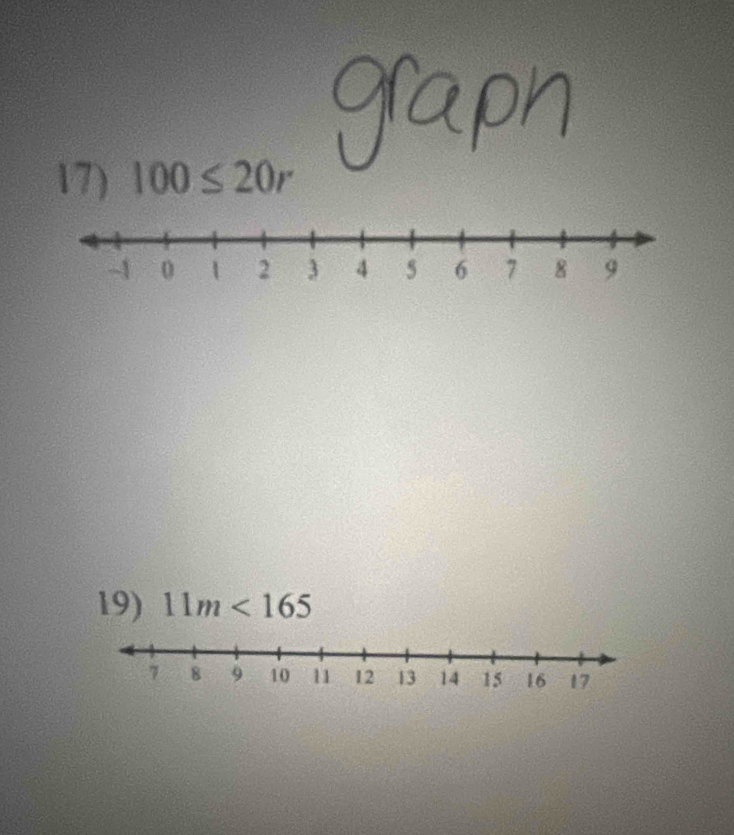 100≤ 20r
19) 11m<165</tex>