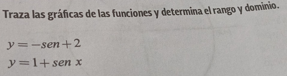 Resuelto:Traza las gráficas de las funciones y determina el rango y ...