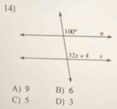 A) 9 B) 6
C) 5 D) 3