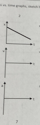 vs. time graphs, sketch t 
2
a
t
7