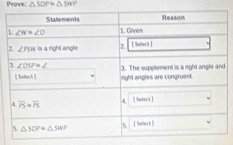 Prove: △ SOP≌ △ SWP