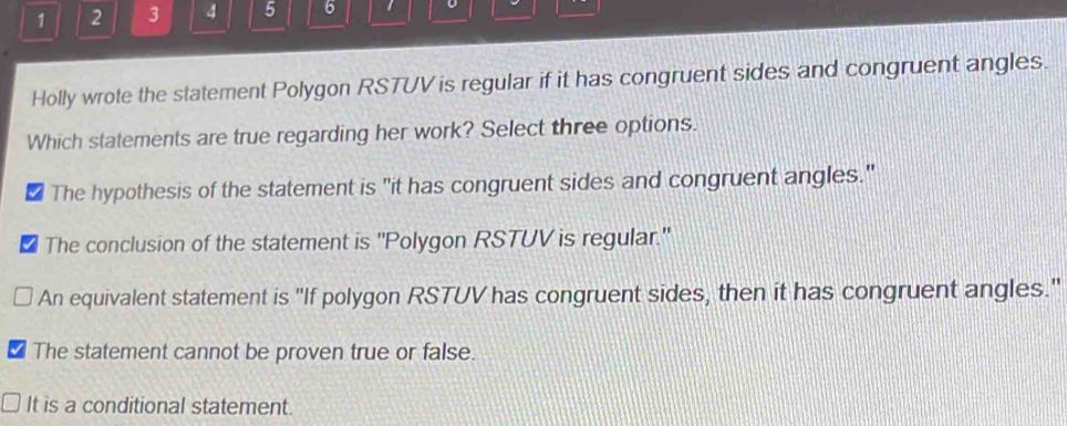 Solved: 1 2 3 4 5 6 1 Holly wrote the statement Polygon RSTUV is ...