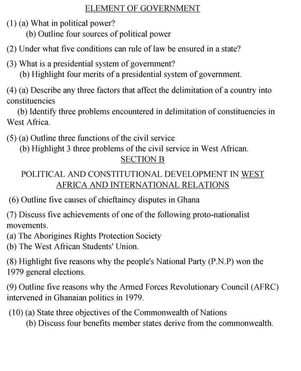 Solved: ELEMENT OF GOVERNMENT (1) (a) What in political power? (b ...