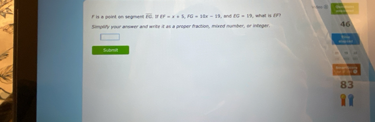 Solved: √ 4eo ③ F is a point on segment overline EG. If EF=x+5, FG=10x ...