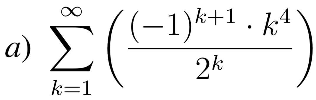 sumlimits _(k=1)^(∈fty)(frac (-1)^k+1· k^42^k)