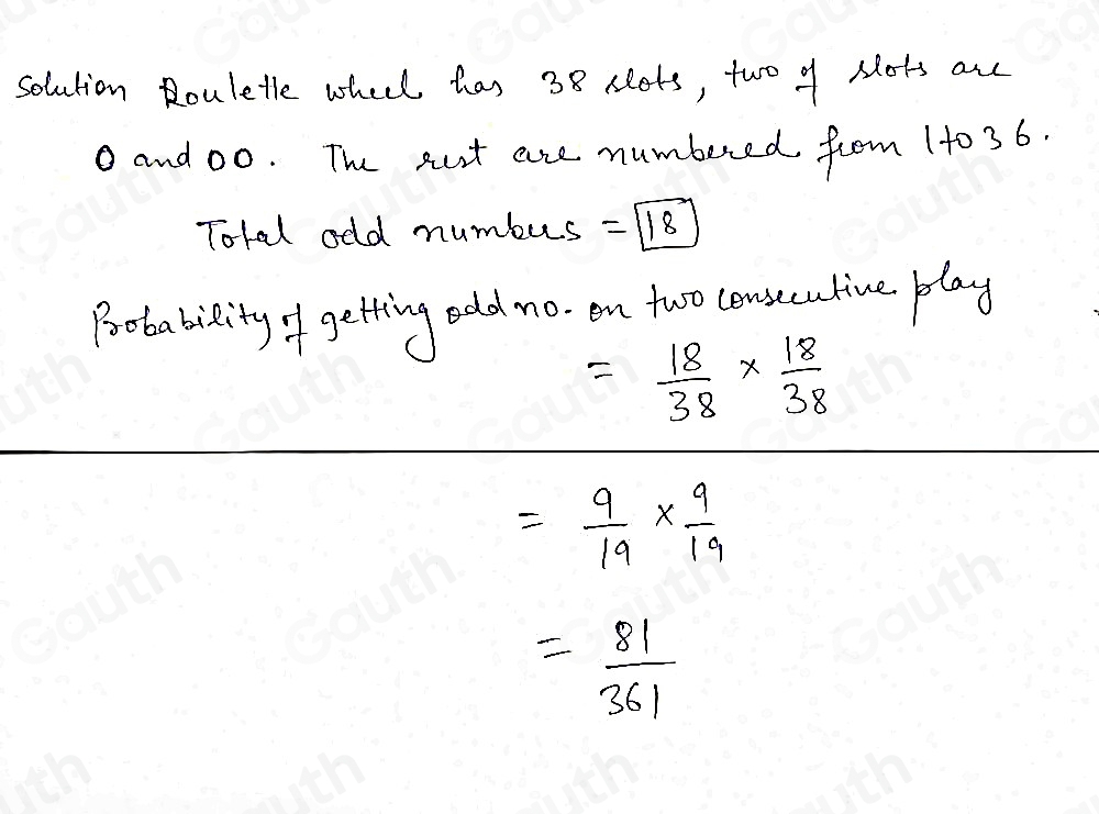 Solved: Find the probability of getting an odd number on two ...