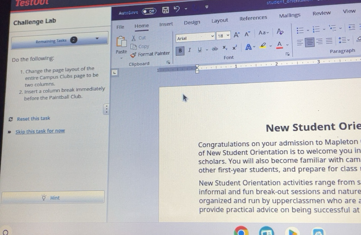 Solved: Iestout stu dent o rien ta AutoSave Challenge Lab Layout ...