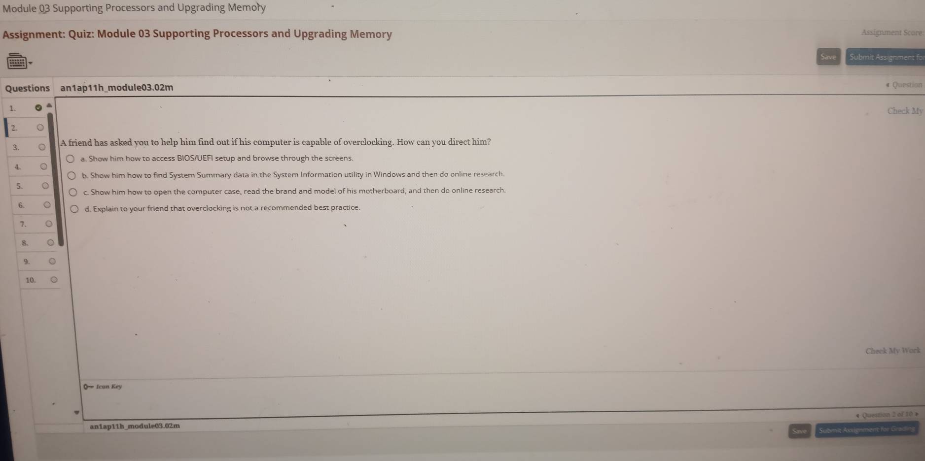 Solved: Module 03 Supporting Processors and Upgrading Memory Assignment ...