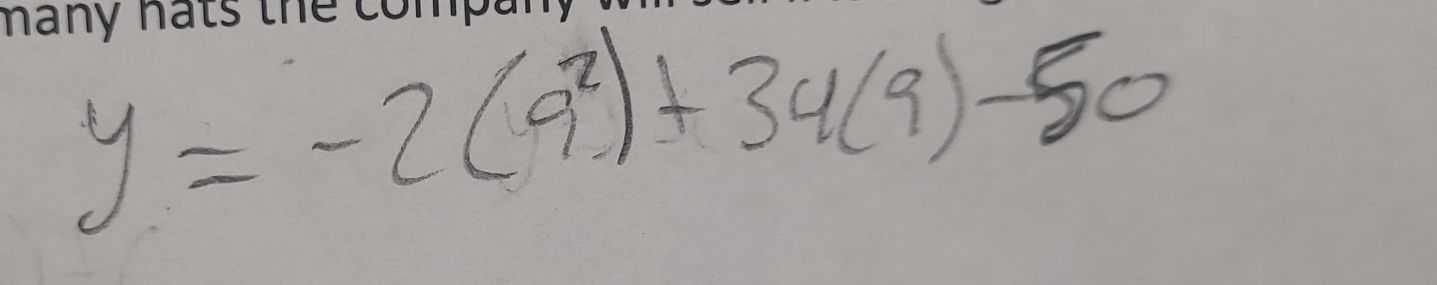 y=-2(q^2)+34(q)-50