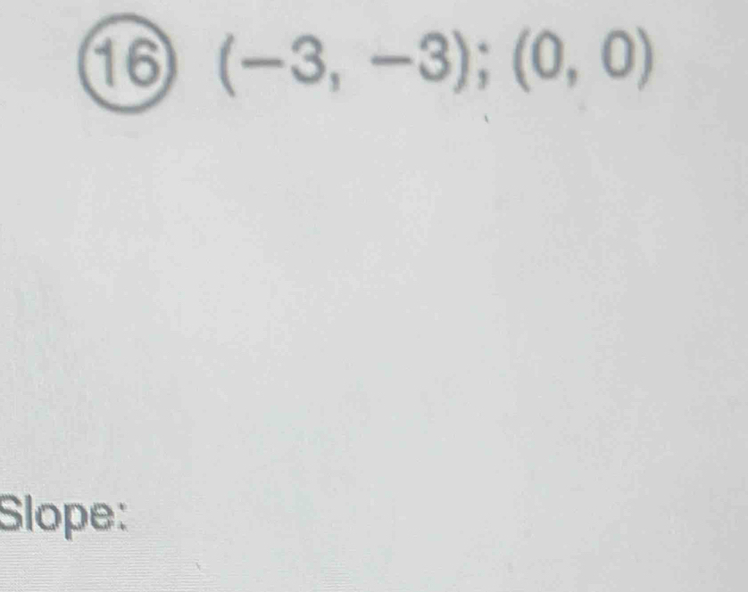 16 (-3,-3);(0,0)
Slope: