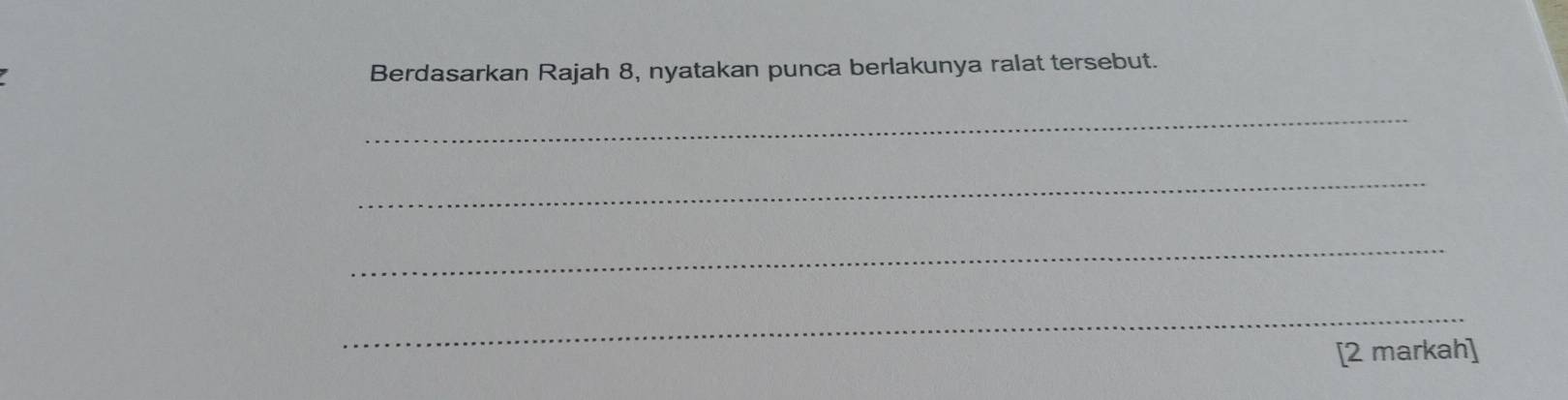 Berdasarkan Rajah 8, nyatakan punca berlakunya ralat tersebut. 
_ 
_ 
_ 
_ 
[2 markah]