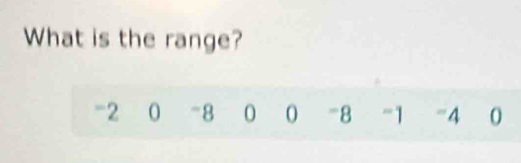 What is the range?
-2 0 -8 0 0 8 -1 = 4 0