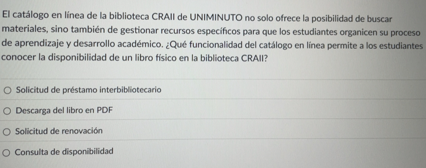 Resuelto:El catálogo en línea de la biblioteca CRAII de UNIMINUTO no ...