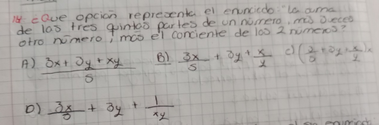 Resuelto:eQue opcion representa el enuncicdo: 