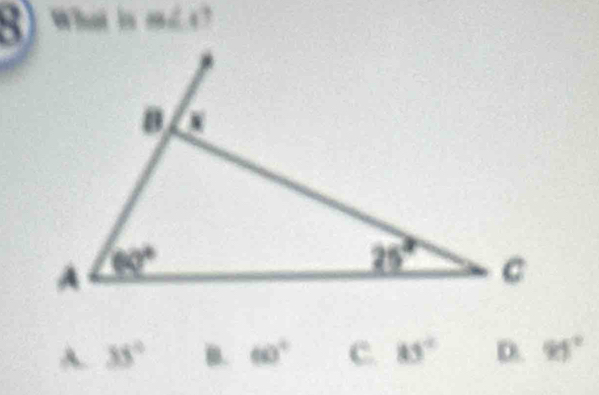 What is m∠ 1
A. 35° B. 60° C. 85° D. 95°