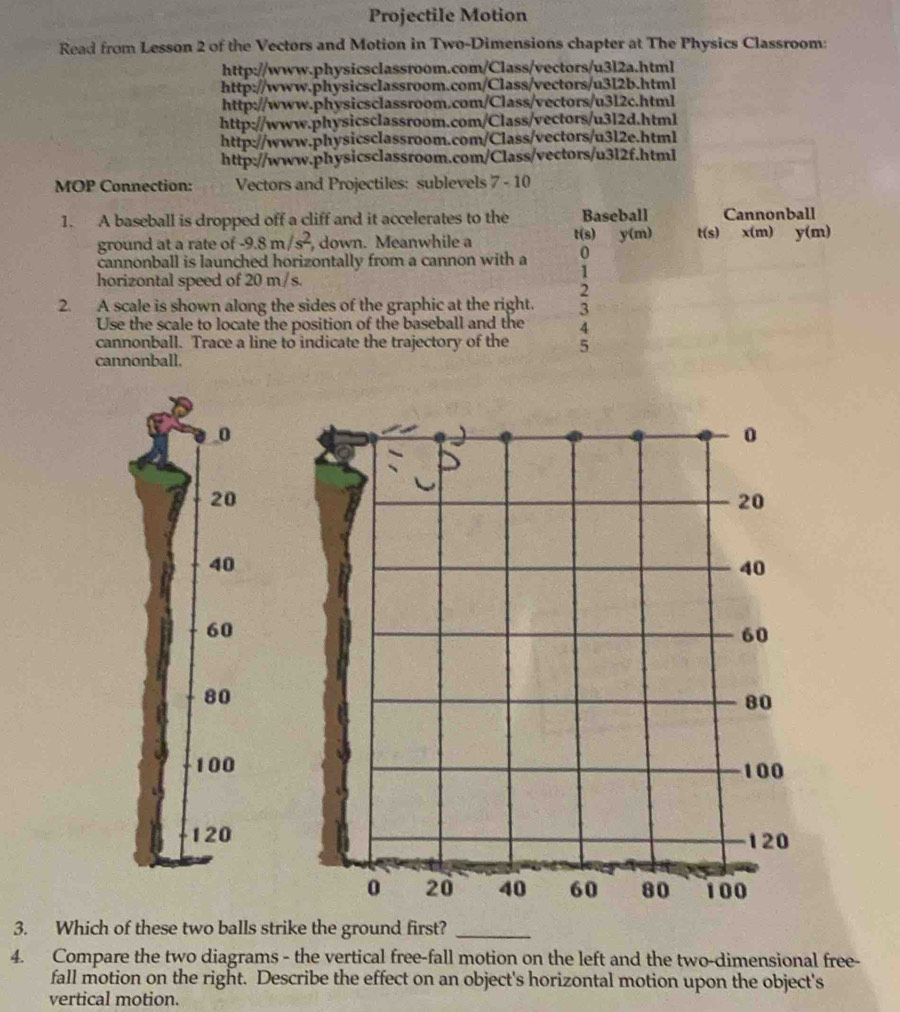Projectile Motion Read from Lesson 2 of the Vectors and Motion in Two ...