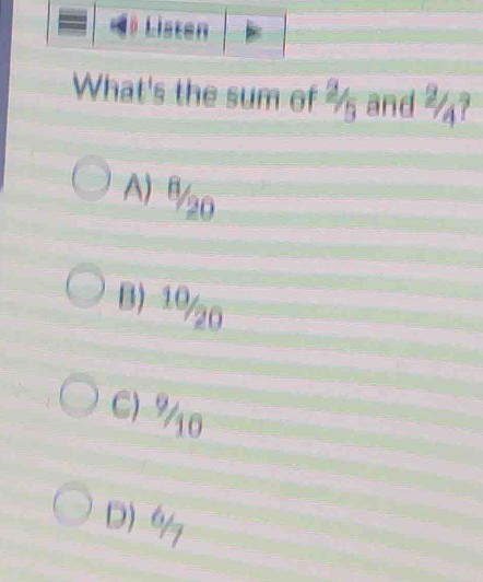 What's the sum of ' and %?
A) θ0
B) 10/20
C) % 0
D) %