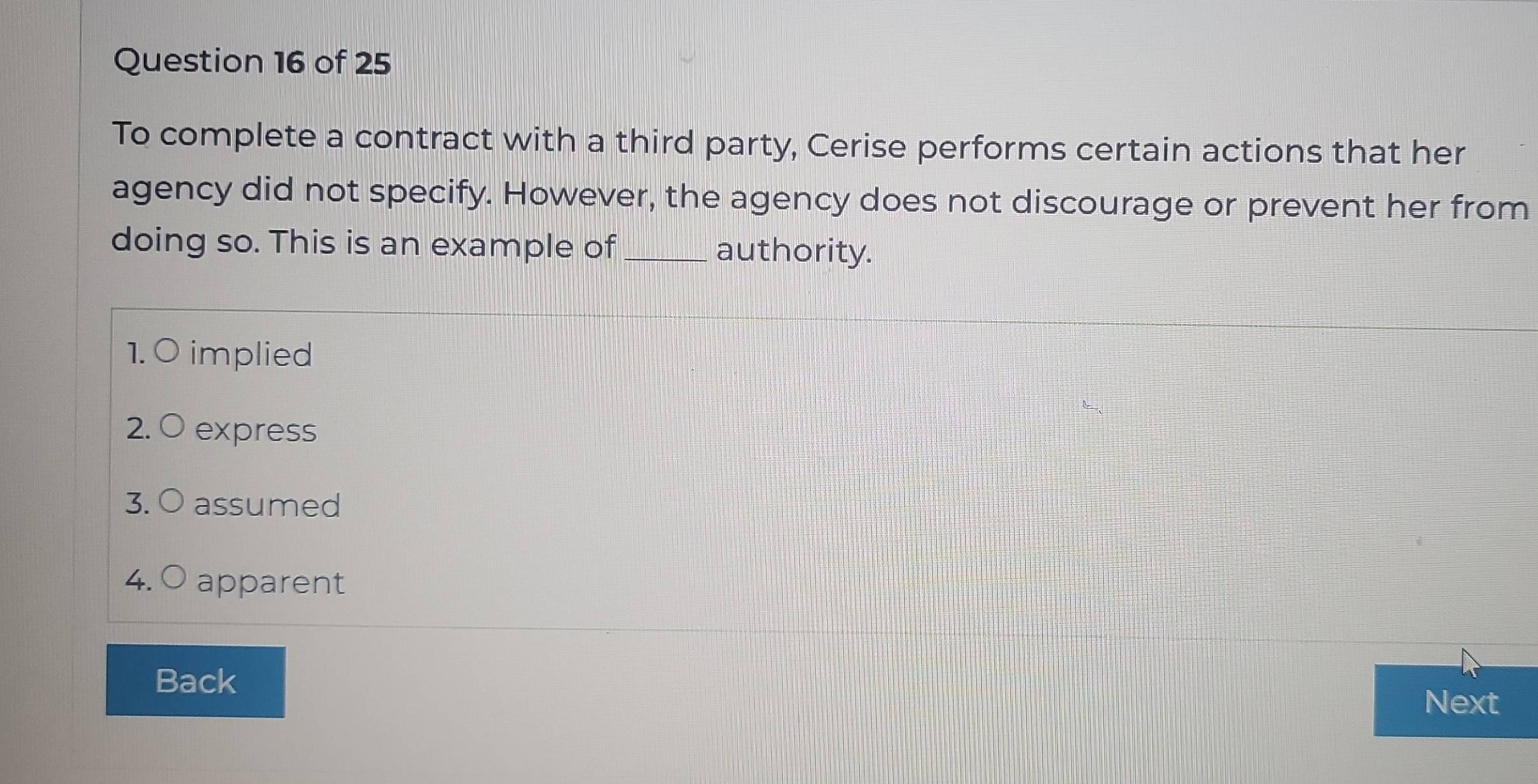 Solved: To complete a contract with a third party, Cerise performs ...