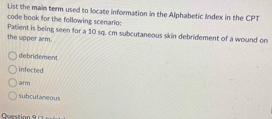 Solved: List the main term used to locate information in the Alphabetic ...