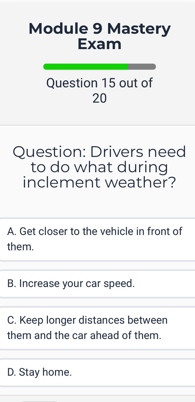 Solved: Module 9 Mastery Exam Question 15 out of 20 Question: Drivers ...